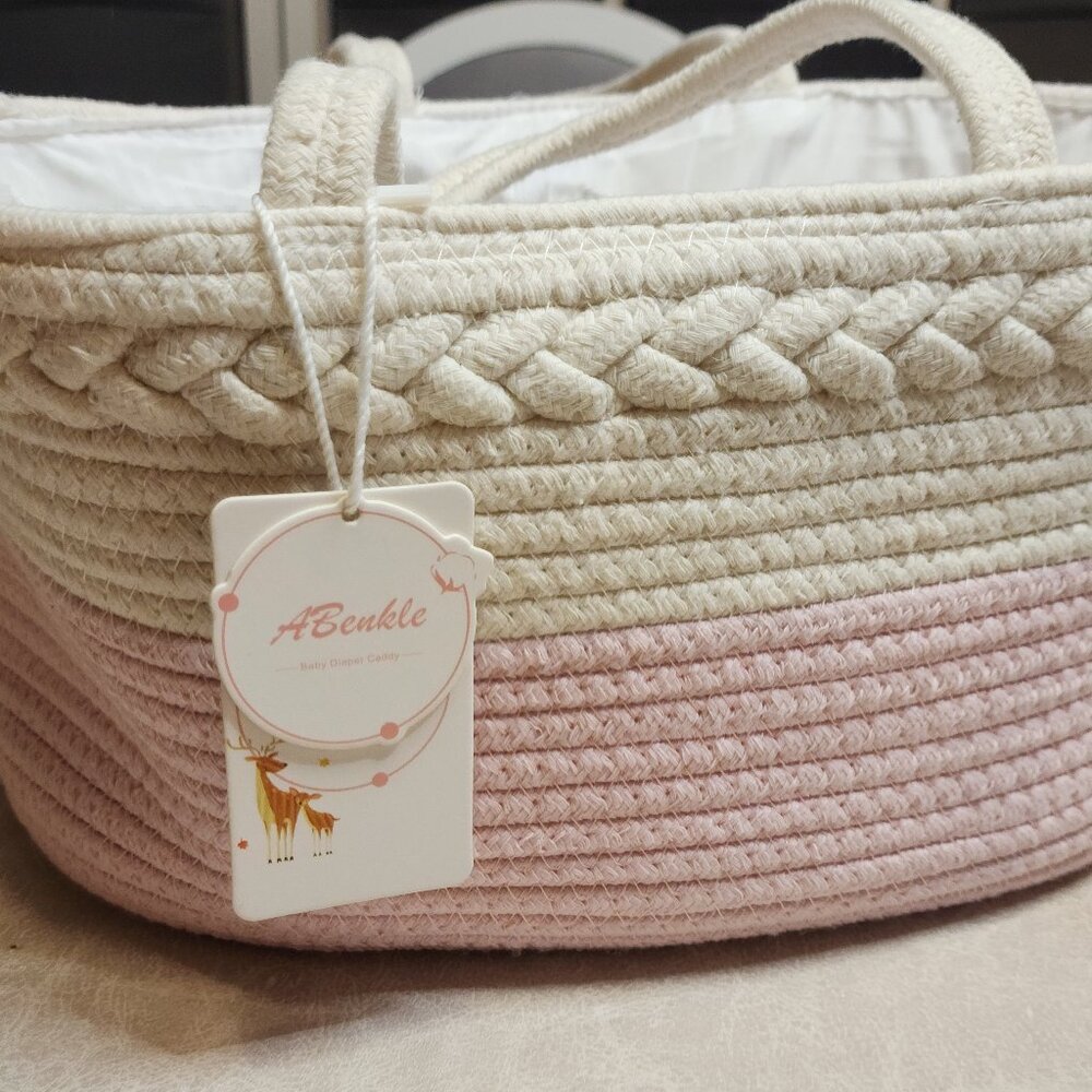 Brand New with Tags Pink Woven Diaper Caddy